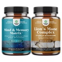 Bundle of Nootropic Brain Supplement for Mental Health & Clarity mit VIT A, B6, Riboflavin, Niacin, Thiamin, Folat und Advanced Lion's Mane Mushroom Supplement - Brain Health Memory Support & Focus