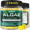 (2 Pack) Kalzium-Gummi für Frauen, Zuckerfreie Kalzium-Ergänzung von nachhaltigem Algen (3. Partei getestet) mit Vitamin D3 K2, C, Zink, Boron, Manganese für Knochenstärke, Calcium Absoption, Vegan