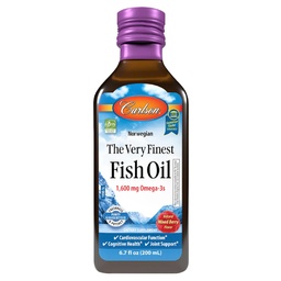 Carlson The Very Finest Fish Oil, 1600 mg Omega-3s, Mixed Berry Flavor, 200 mL – Liquid Norwegian Fish Oil, Wild-Caught & Sustainable Sourced