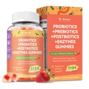 Totaria Sugar Free 5-in-1 Probiotisches Präbiotikum Postbiotisches Gummy, 36 Probiotika für Frauen Männer mit Verdauungsenzymen, Pfefferminze, vollständige Immun-, Darm- und Verdauungsunterstützung, Vegan, 60 Counts