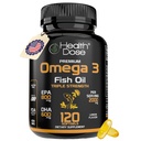 Health Dose Omega 3 Fish Oil 2000mg – Lemon-Flavored Softgels mit EPA 800mg & DHA 600mg für Gehirn, Herz und Wellness-Unterstützung – einfach zu verstauen, keine Fish Burps – 120 Softgels, 2-Monats-Versorgung