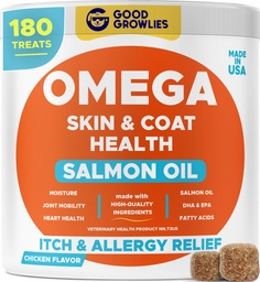 Omega 3 Fischöl für Hunde (180 Ct) - Haut- &amp; Fleischkäse - Dry & Itchy Haut Relief + Allergie-Unterstützung - Glänzende Mäntel - EPA&DHA Fettsäuren - Natürliche Lachsölkäse fördert Herz, Hip & Joint Support