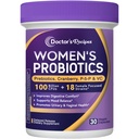 Arzt Rezepte Probiotika für Frauen, 100 Milliarden CFU, 18 Probiotische Stämme, Präbiotika, Cranberry, P-5-P & VC, Vaginal, Verdauungs- & Immununterstützung, Regal-stabil, 30 Vegan Caps