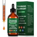 Thyroid Support Complex Liquid Drops for Women & Men - High Potency Iodine, Zinc, Selenium & Ashwagandha for Cortisol & Stress Relief - Natural Metabolism & Energy Booster - 4 oz (120ml)