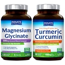 Innate Vitality Magnesium Glycinate & Turmeric Bundle, hohe Absorption, Gelenk, Muskel & Nerve Gesundheit, Schwarzer Pfeffer Extrakt, Bundle & Save, 120 Kapseln & 90 Kapseln