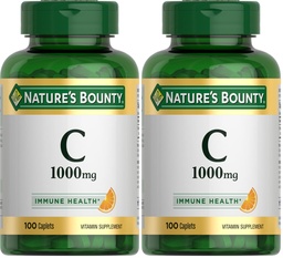 Nature's Bounty Vitamin C 1000mg, Immununterstützungsergänzung, Leistungsstarkes Antioxidans, 100 Caplets (Pack von 2)