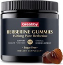 Berberine 1500mg Gummis Sugar-Free, 97% Reinheit Organic Berberine, Immungesundheitsunterstützung, Berberine Ergänzungen für Erwachsene, 60 Pektin Gummis