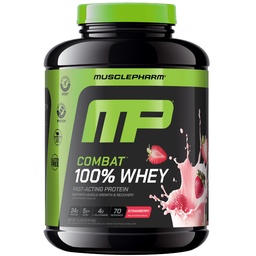 MusclePharm Combat 100% Whey Protein Pulver, Erdbeer-Creme Flavor, Fast Recovery & Muskel Gewinn mit Whey Protein Isolate, High Protein Pulver für Frauen & Männer, Glutenfrei, 5 lb, 70 Servierungen
