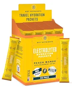 KEY NUTRIENTS Multivitamin Elektrolyte Pulverpackets - Tropical Peach Mango Post Workout und Recovery 40 Pack Hydration Packets - Kein Zucker, keine Kalorien - Travel Hydration Powder