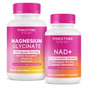Pink Stork Mood + Women's Wellness Bundle - Magnesium Glycinate + NAD+, Natural Calm, Sleep, Cell Regeneration, Skin Health, Energy, Cognitive Wellness