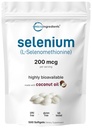 Micro Ingredients Selen Supplements für Frauen & Männer 200mcg, 500 Softgels mit Kokosnussöl | Essential Trace Mineral als Selenmethionin | Antioxidans für Energie, Herz und Immununterstützung