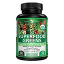 Potent Garden Organic Superfood Greens, Obst und Gemüse ergänzen reich an Vitaminen & Antioxidantien mit Alfalfa, Rübenwurzel & Tart Kirsche zu erhöhen Energie, Immunität & Gut Gesundheit, Grün Tabletten 60 Ct