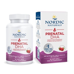Nordic Naturals Prenatal DHA, Erdbeere - 90 Weichgele - 830 mg Omega-3 + 400 IU Vitamin D3 - Non-GMO - 45 Servierungen