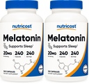Nutricost Melatonin 20mg, 240 Kapseln, Nicht-GVO & Glutenfrei (Paket von 2)