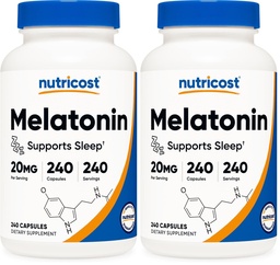 Nutricost Melatonin 20mg, 240 Kapseln, Nicht-GVO & Glutenfrei (Paket von 2)