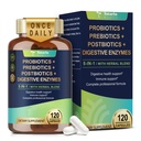 Totaria 5-in-1 60 Milliarden CFU Probiotisches Präbiotikum & Postbiotikum für Frauen & Männer, w / Verdauungsenzyme, Slippery Elm, tägliche vollständige Darmgesundheit, Verdauungs- & Immununterstützung, 4 Monate Versorgung, Vegan