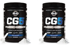 PMD Sport CG5 Premium Creatine & L Glutamine Pulver, Energierückgewinnung, Lean Muscle bauen, Workout-Leistung erhöhen, maximale Stärke Pre Workout & Post Workout, Unflavored, 60 Portionen (Pack von 2)