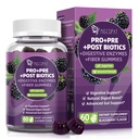 Migcopat Pre Post Probiotika Gummis, Probiotische Präbiotische Postbiotische Verdauungsenzyme Mit Faser, 120 Milliarden CFU Probiotika Komplette Darmunterstützung, Zuckerfrei, Vegan, BlackBerry Flavor, 60 Cts