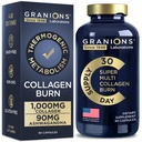Granions Thermogenic hydrolyzed Collagen Burn - Hyaluronsäure, Vitamin C - Cellulite Defense und Dermal Repair Multi Collagen Peptide Kapseln für Frauen und Männer - 90 Pillen