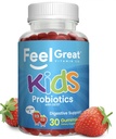 Spüren Sie Great USDA Organic Kids Probiotics Gummies | Kaubare Erdbeer-Probiotika für Verdauungs- und Immununterstützung | Plant Based Probiotic & Prebiotic für Kinder | 30 Count