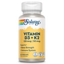 SOLARAY Vitamin D3 K2 - Knochengesundheit und Immununterstützungsergänzung - mit 5000 IU Vitamin D als VIT D3 und 50 mcg Vitamin K2 als Menoquinone MK7, ohne Soja, 60-Tage Garantie, 60 Serv, 60 VegCaps