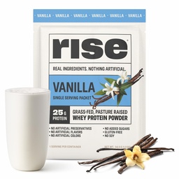 Rise Grass-Fed Whey Protein Powder - Vanille | 25g Protein Keine künstlichen Geschmacksrichtungen, Farben oder Konservierungsstoffe - Zuckerfrei, Glutenfrei, Sojafrei (Single Serving, 1 Pack)