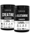 Jacked Factory Creatine Monohydrat Pulver 425g, 85 SV & L-Glutamin Supplement 500g, 100 SV - keine künstlichen Füllstoffe, entflammt