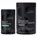 Sports Research® Recovery Matrix - Multivitamin Advanced Formula w/ 23 Essential Vitamins & Minerals with CoQ10 & Iodine and Creatine Monohydrate Powder