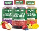 Fungies Pilz Gummy 3-Pack Bundle, Lion's Mane, Cordyceps & Reishi Gummies für Erwachsene - Pilzgummis unterstützt Gehirngesundheit, Gut Health, Energy & Daily Wellness - 180 Portionen