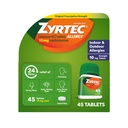 Zyrtec 24 Stunden Allergie Relief Tabletten, Indoor & Outdoor Antiallergie Medizin mit 10 mg Cetirizin HCl pro Antihistamin-Tablette, Erleichterung von Runny Nase, Niesen, juckende Augen & mehr, 45 ct