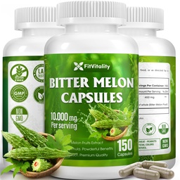 Bittermelonenkapseln | 150 Vegane Kapseln | 150 Tage Versorgung | 9.000mg pro Portion | Bittermelonenfrucht 25:1 Extrakt | 100% rein & natürlich | Glutenfreie Ergänzung | Ultimate Concentred