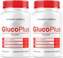 (2 Pack) Gluco Plus Capsules - GlucoPlus Pills Formula Support, GlucoPluss Premium Advanced Formula All Natural Ingredients, Glucoplus Wellness & Overal Health Reviews, 120 Capsules for 2 Months