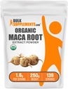 BulkSupplements.com Organic Maca Root Extract Powder - Organic Maca Powder, Nutritional Supplement - Vegan & Gluten Free, 1.8g of per Serving, 250g (8.8 oz) (Pack of 1)