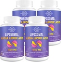 Liposomale Alpha Liponsäure 1500mg - mit Acetyl-L-Carnitin 900mg & Ubiquinol 100mg & Vitamin E 15mg,ALA Ergänzung für Antioxidantien Glucose Metabolism Nerve Energy,60 Softgels (4 Flasche)