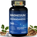 Magnesium Ashwagandha Complex | High-Absorption Multi Magnesium Supports Stress Relief, Sleep, Muscle & Heart Health | Vegan, Non-GMO, Gluten-Free, Made in USA, 90 Capsules(45-Day Supply)