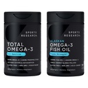 Sportforschung® Omega-3-Fischöl-Bundle - Gesamt Omega-3 2200mg (Krill, Lachs & Pollock) + Dreifaches Fischöl 1250mg - High EPA & DHA Supplement