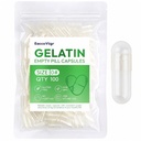 Size 0 Gelatin Empty Capsules - 100 Count Clear Empty Pill Capsules, Fillable Empty Gel Capsule for Homemade Vitamins & Powders, Easy for DIY Supplements