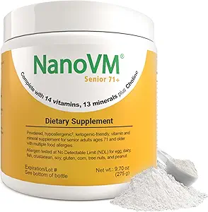 Senior 71+, Allergenfreie Vitamin-Ergänzungen, Unflavored Multivitamin Powder mit 14 Vitaminen & 13 Mineralstoffen, Low-Carbohydrat Mineral-Ergänzungen, 275g - Solace Nutrition