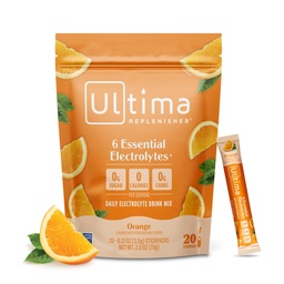Ultima Replenisher Daily Electrolyte Powder Drink Mix – Sugar Free – Orange, 20 Stickpacks – Hydration Packets mit 6 Key Electrolytes und Trace Minerals – Keto Friendly, Vegan, Non-GMO
