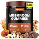 10-In-1 Mushroom Gummies with KSM-66 Ashwagandha & Magnesium Threonate Boosts Focus, Memory & Cognitive, 120 Ct Mushroom Supplement with Vitamin D3 & B12 for Immunity & Energy, Vegan, Blueberry Flavor