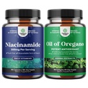 Bundle of Pure Vitamin B3 Niacinamide for Skin Health Detox & NAD Production Support for Women & Men and Wild Oregano Oil Softgels - Concentrated Oil of Oregano Softgels for Gut & Healthy Heart Health