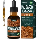PAU d'Arco Extract Liquid Drops for Immune Support, PAU d arco Inner Bark Tincture Absorbs Better Than Capsule & Tea, 6-in-1 Herbal Blend w/Echinacea Burdock for Body Detox Cleanse.2oz