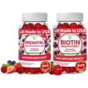 Lunakai USA Made 17-in-1 Prenatal Vitamins and Biotin Gummies Bundle - Delicious Daily Prenatal Gummies for Maternal Wellness Support, 60ct