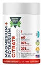 Magnesium Citrat + Kalium 60 Premium Vegan Kapseln (Kitrate 375 mg) + (375 mg Kalium) Non GMO, Glutenfrei - Hohe Absorptionsergänzung Made in USA