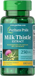 Puritans Pride Milk Thistle Standardisierte 250 Mg Silymarin Kapseln, 100 Zähler