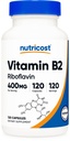 Nutricost Vitamin B2 (Riboflavin) 400mg, 120 Kapseln - Glutenfrei, Nicht-GVO