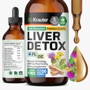 BIO KRAUTER® Liver Cleanse Detox & Repair* - Vegan Liquid Liver Support mit Milchdistel, Chanca Piedra, Turmeric, Dandelion Root & Artichoke 700 mg - 4 Fl.Oz 56-Day of Supply - Alkohol & Sugar Free