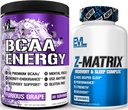 Evlution ZMatrix Magnesium und Zink Post Workout Supplement (60 Portionen) Plus Wiederholen BCAAs Aminosäuren Pulver für Pre & Post Workout (Grape, 30 Portionen)