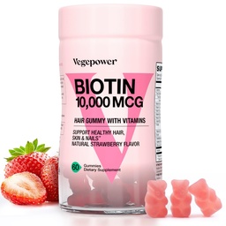 Biotin-Gummi für das Haarwachstum 10000mcg - Vegane Biotin-Vitamine unterstützen gesundes Haar, Haut und Nägel, Haar-Vitamin-Gummi für Frauen und Männer - Nicht-GMO, Kaubare Ergänzung
