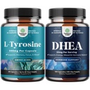 Bundle von Free Form L Tyrosin 500mg Kapseln für Psychische Energie & Fokus Unterstützung - Aminosäure Nootropic und DHEA Supplement - Pure DHEA 25mg für Hormone Balance verbessert Mood Stabilität Immunsystem